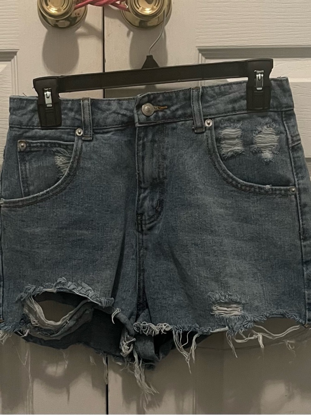 Princess Polly Distressed Denim Cutoff Shorts - Faded Blue